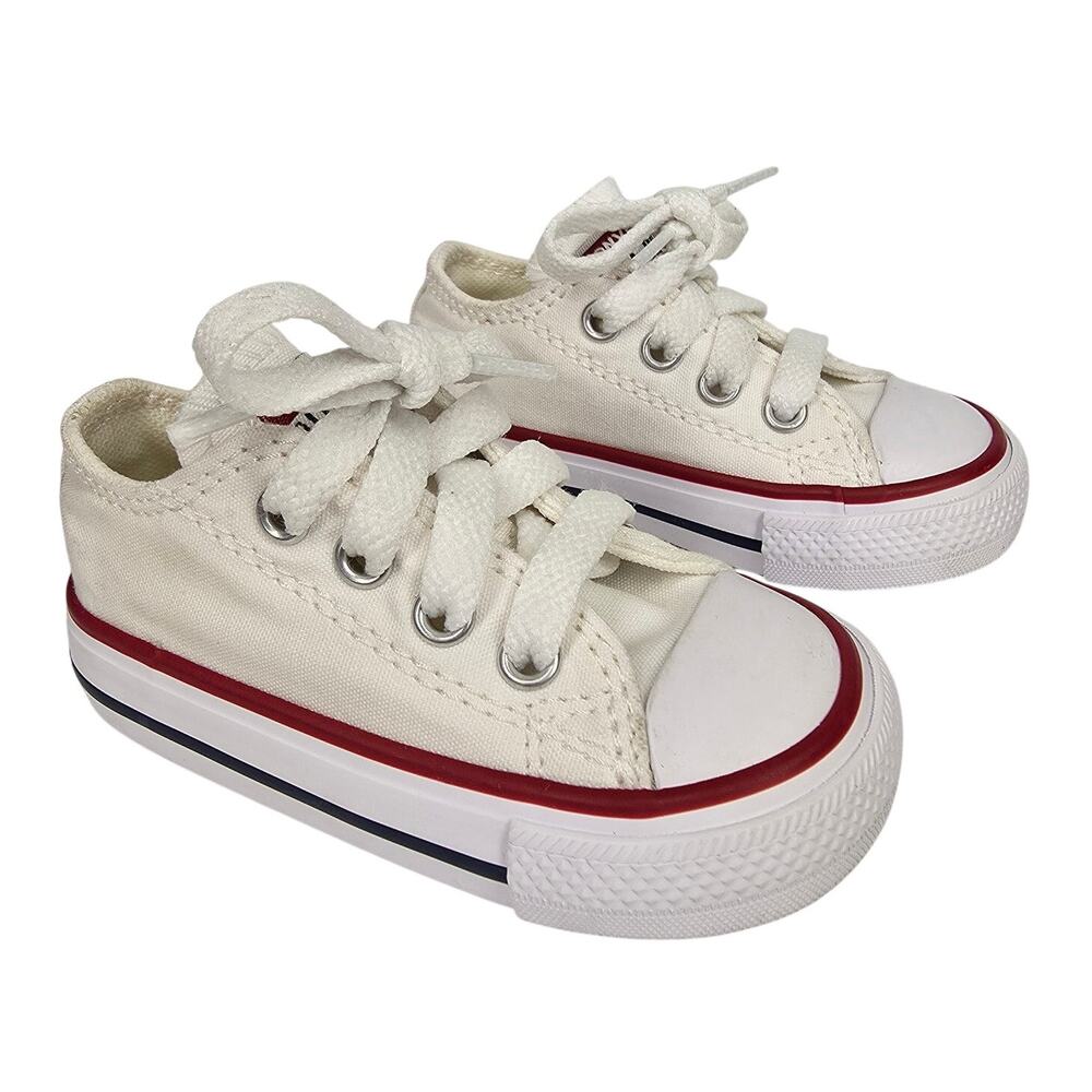 CONVERSE ALL STAR CLASSIC LOW-TOP INFANT SHOES – SIZE 4 – CREAM CANVAS